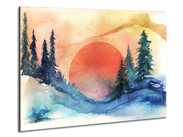 Red Winter Sun Metal Print