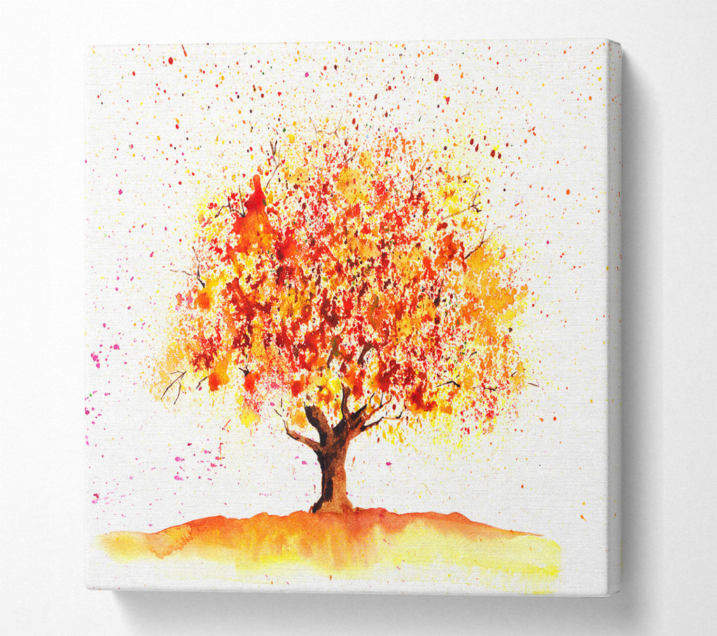 A Square Canvas Print Showing Stunning Autumn Tree Square Wall Art