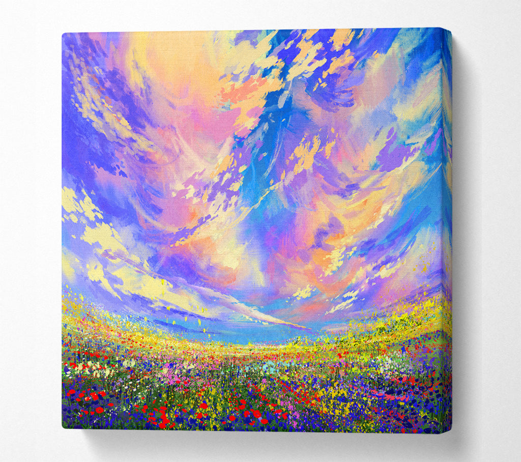A Square Canvas Print Showing Rainbow Fields Square Wall Art