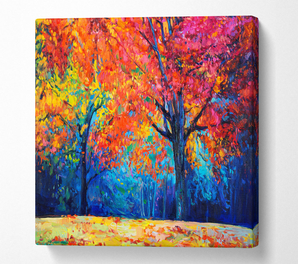 A Square Canvas Print Showing Magical Autumn Forest Square Wall Art