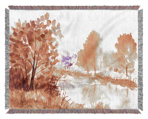 Autumn On The Lake Woven Blanket