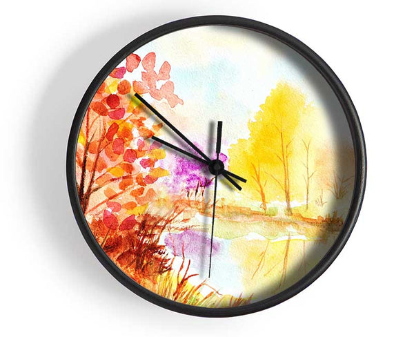 Autumn On The Lake Clock - Wallart-Direct UK