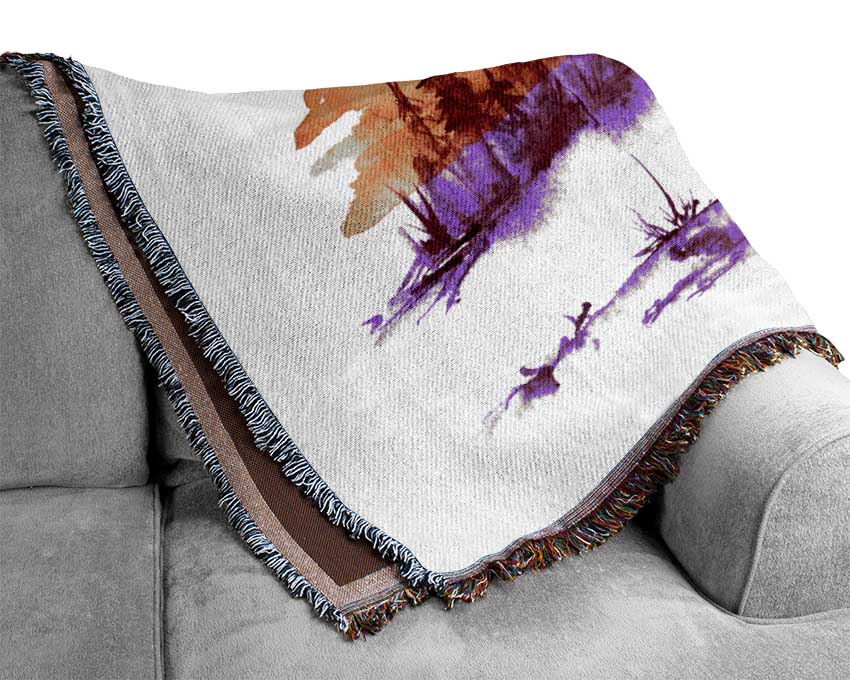 Purple Distant Trees Woven Blanket