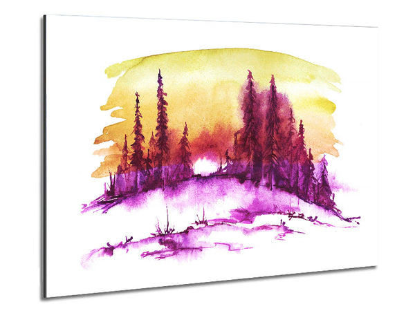 Purple Distant Trees Metal Print