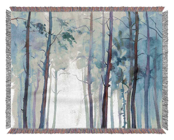 Mist Through The Forest Woven Blanket