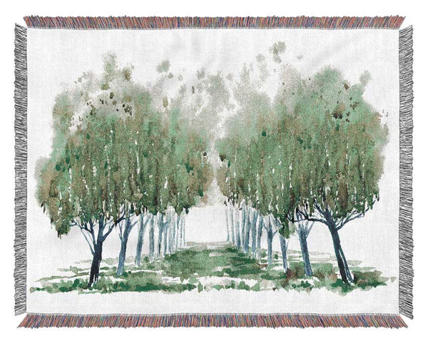 Green Tree Walk Woven Blanket