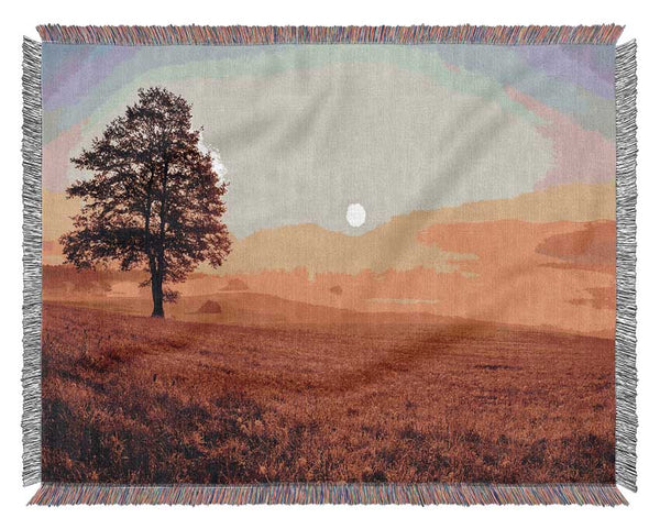 Autumn Sunset Fields Woven Blanket
