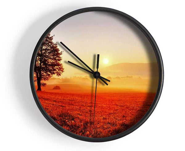 Autumn Sunset Fields Clock - Wallart-Direct UK