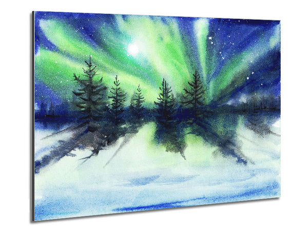 Northern Light Moon Burst Metal Print
