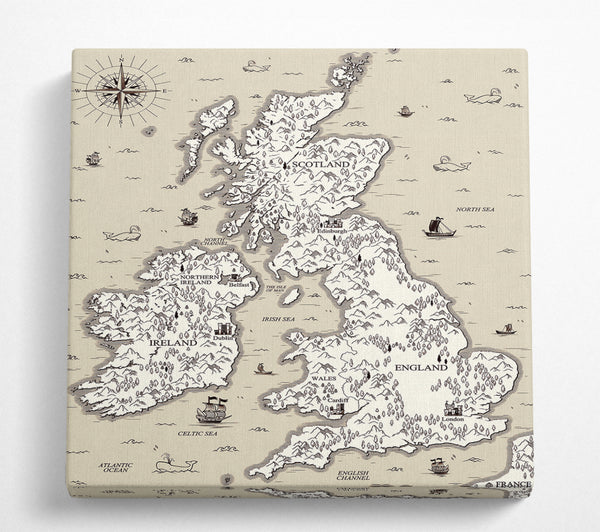 A Square Canvas Print Showing Scotland Island England And Wales Square Wall Art