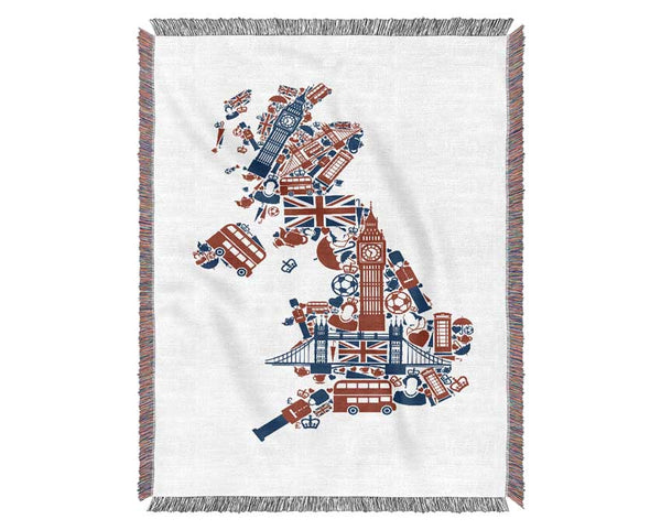 London Icons In The Shape Of The UK Woven Blanket