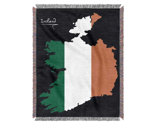 Irish Flag Over Map Woven Blanket
