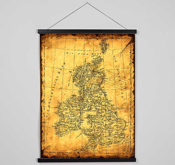 Vintage UK Map Hanging Poster - Wallart-Direct UK