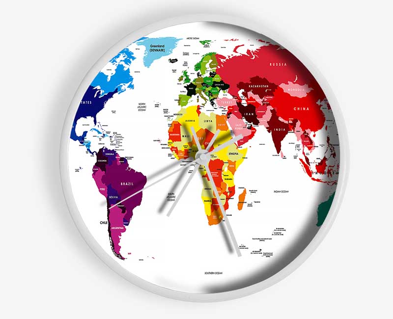 Map Of The World 13 Clock - Wallart-Direct UK