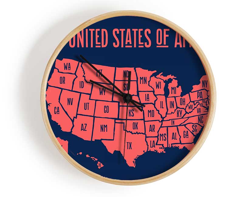 States Of America 1 Clock - Wallart-Direct UK