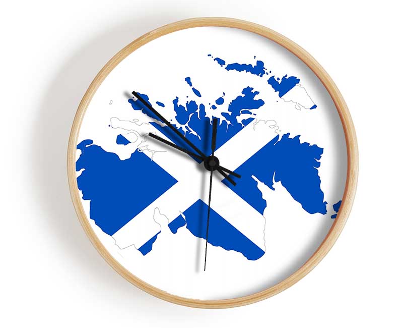 Scottish Flag Over Map 1 Clock - Wallart-Direct UK