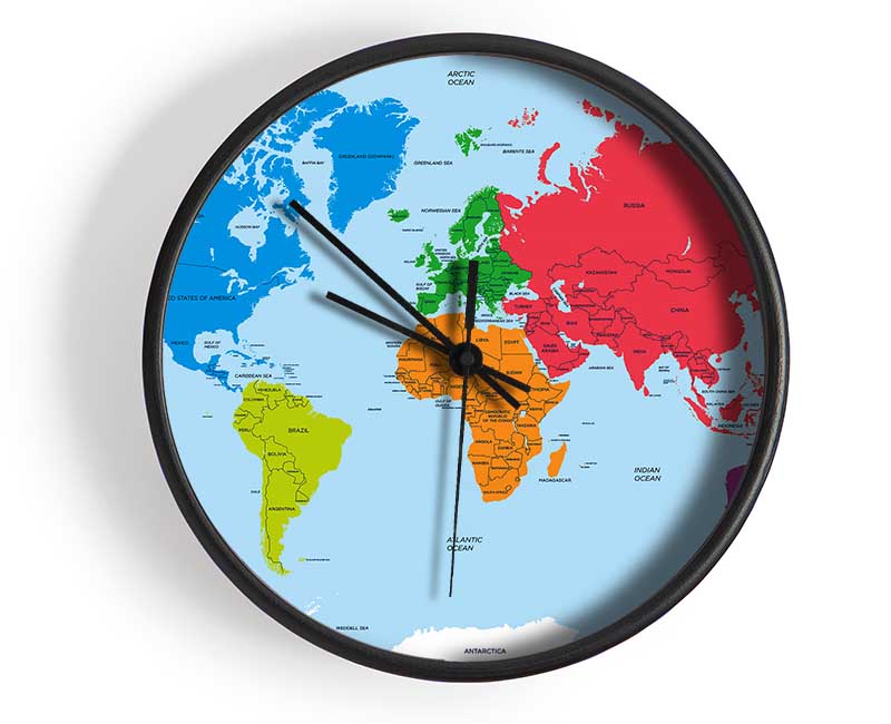 Map Of The World 1 Clock - Wallart-Direct UK
