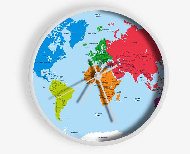 Map Of The World 1 Clock - Wallart-Direct UK