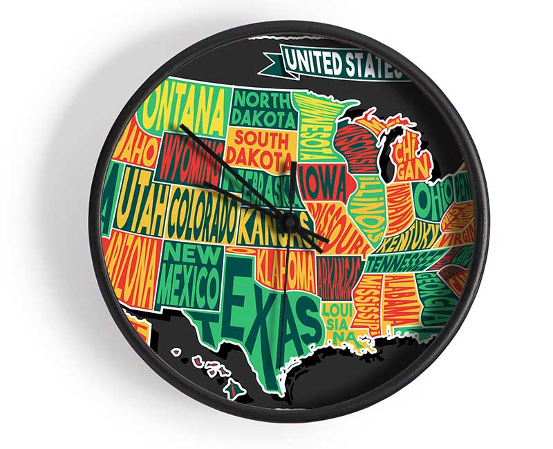 States Of America 3 Clock - Wallart-Direct UK