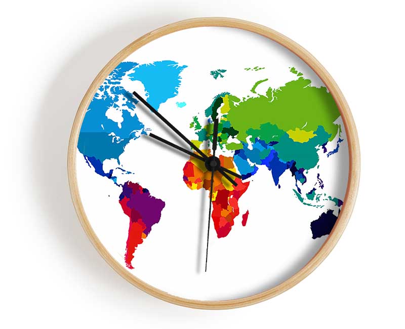 Map Of The World 3 Clock - Wallart-Direct UK