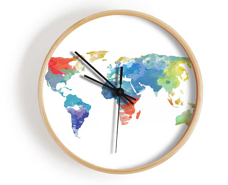 Map Of The World 10 Clock - Wallart-Direct UK