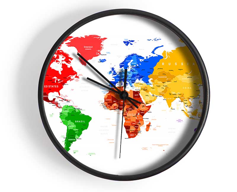 Map Of The World 9 Clock - Wallart-Direct UK