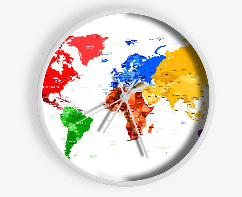 Map Of The World 9 Clock - Wallart-Direct UK