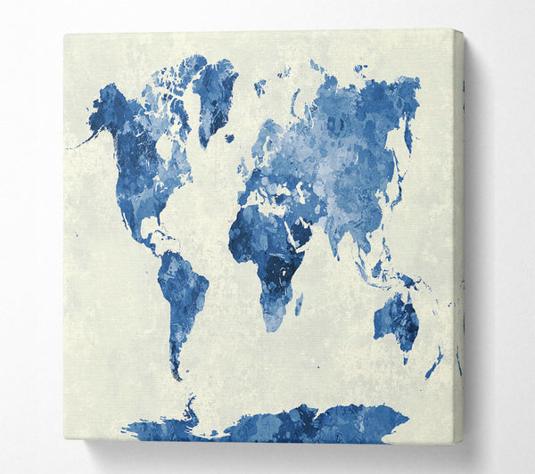 A Square Canvas Print Showing Map Of The World 4 Square Wall Art