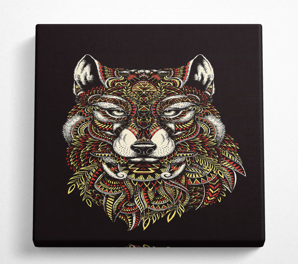A Square Canvas Print Showing Indian Wolf Square Wall Art