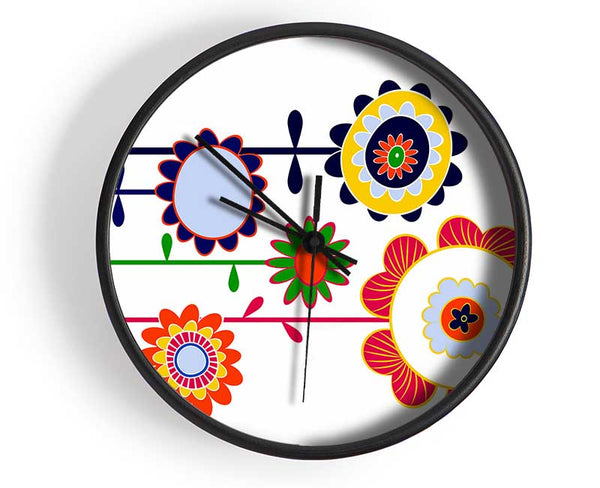 Funky Flowers Clock - Wallart-Direct UK