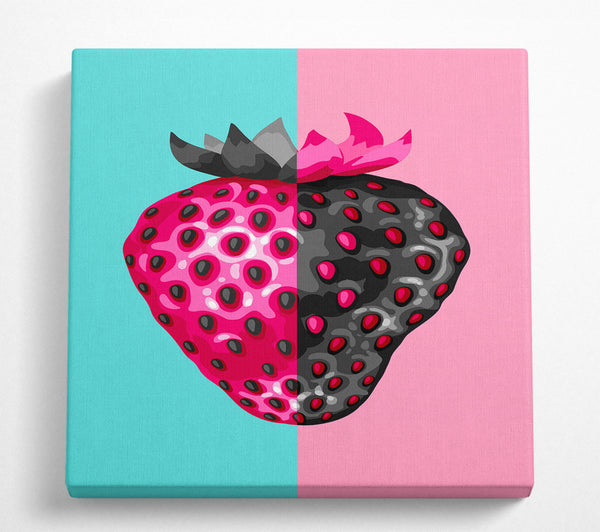 A Square Canvas Print Showing Pop Art Strawberry Square Wall Art