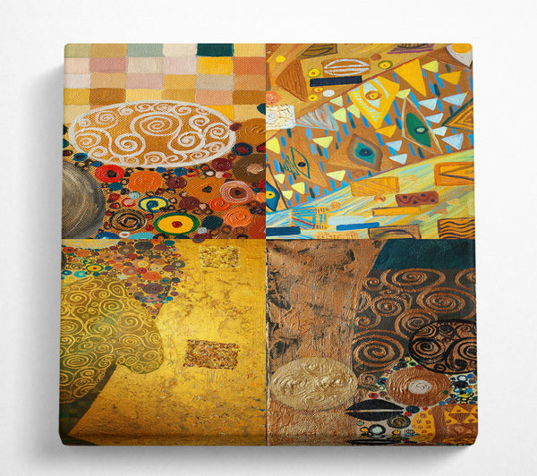 A Square Canvas Print Showing Klimt Golden Rules Square Wall Art