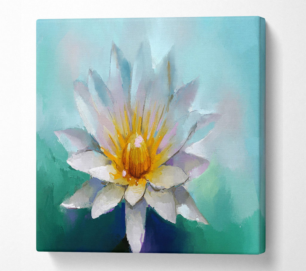A Square Canvas Print Showing Water Lily Square Wall Art