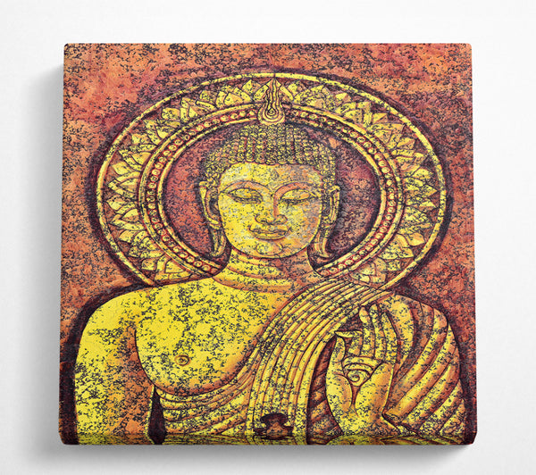 A Square Canvas Print Showing Golden Buddha 1 Square Wall Art