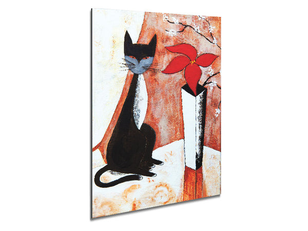 The Cat And The Flower Metal Print