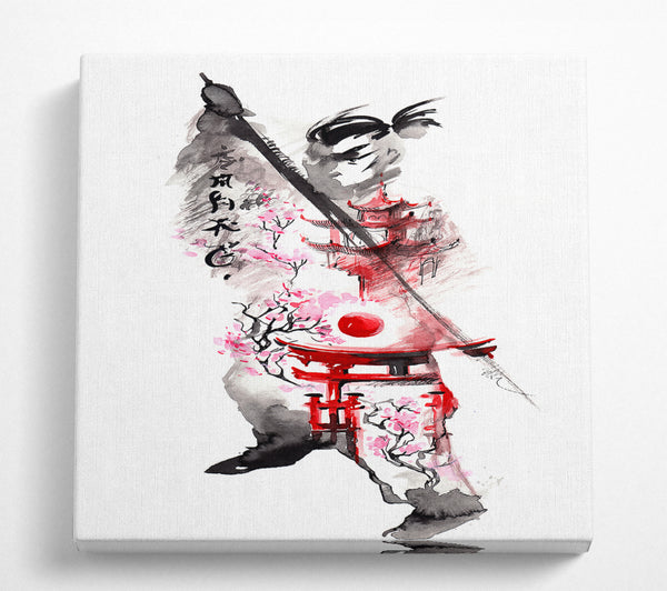 A Square Canvas Print Showing Chinese Warrior Square Wall Art