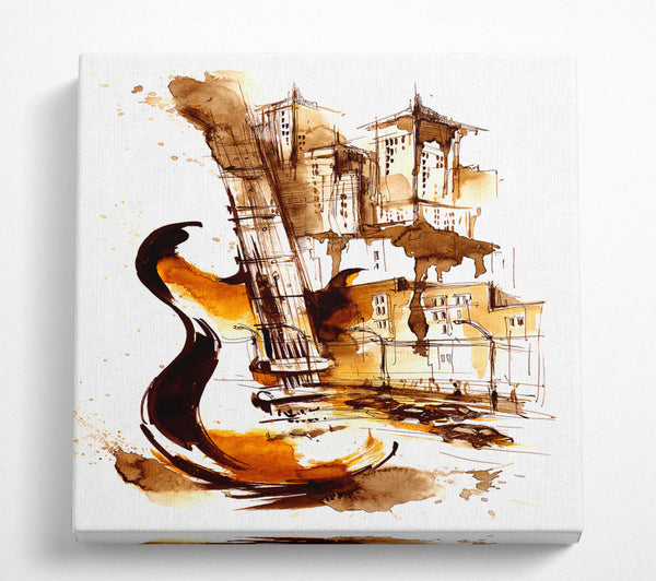 A Square Canvas Print Showing Music In The City Square Wall Art