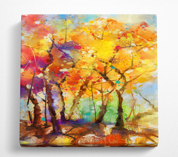 A Square Canvas Print Showing Autumn Trees 2 Square Wall Art
