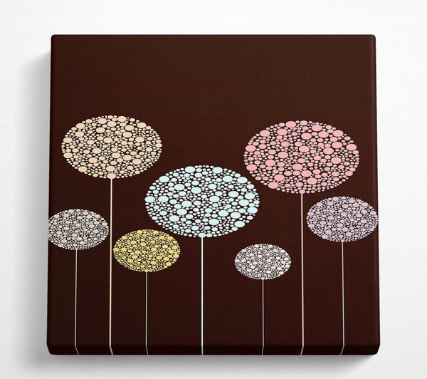 A Square Canvas Print Showing Pastel Flowers Square Wall Art