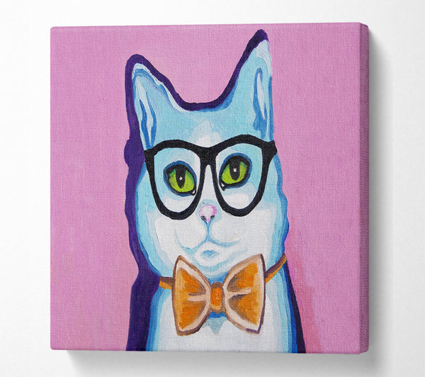 A Square Canvas Print Showing Clever Cat Square Wall Art