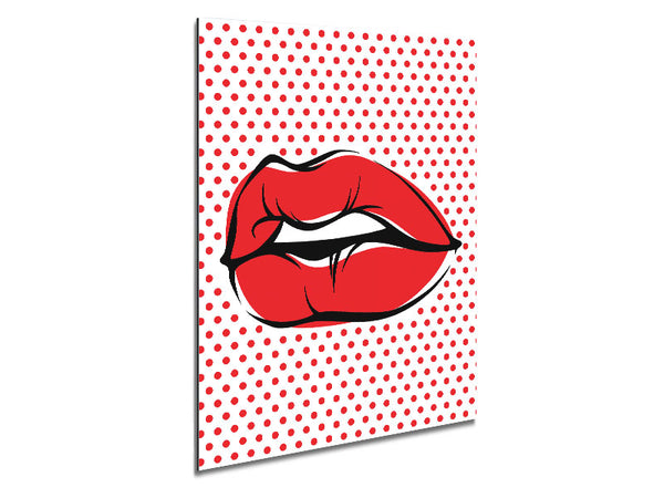 Rote Lippen auf Pokerdots