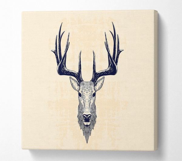 A Square Canvas Print Showing Stag Head Square Wall Art