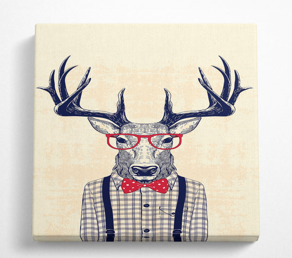 A Square Canvas Print Showing Clever Stag Square Wall Art
