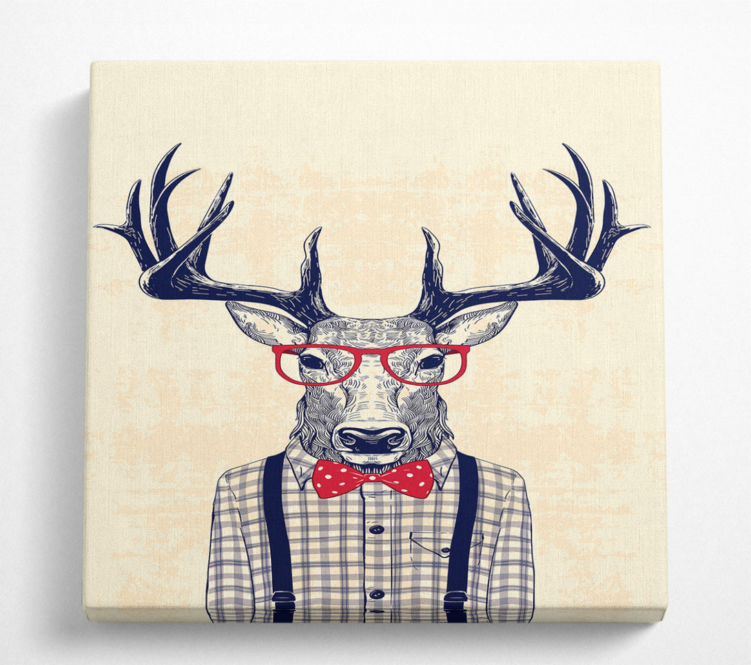 A Square Canvas Print Showing Clever Stag Square Wall Art