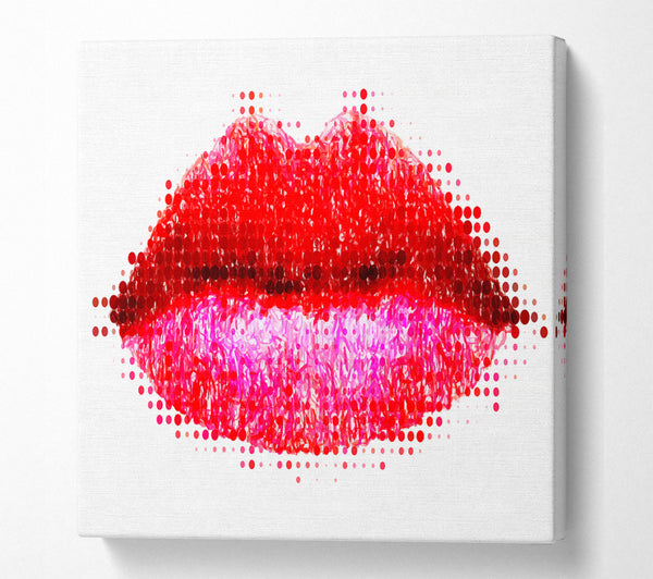 A Square Canvas Print Showing Dot To Dot Lips Square Wall Art