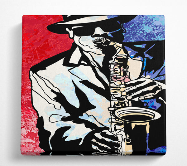 A Square Canvas Print Showing Saxaphone Blues Square Wall Art