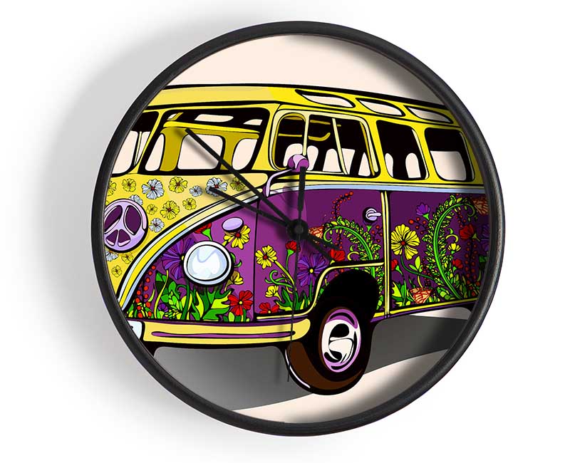 Flower Power VW Camper Van Clock - Wallart-Direct UK