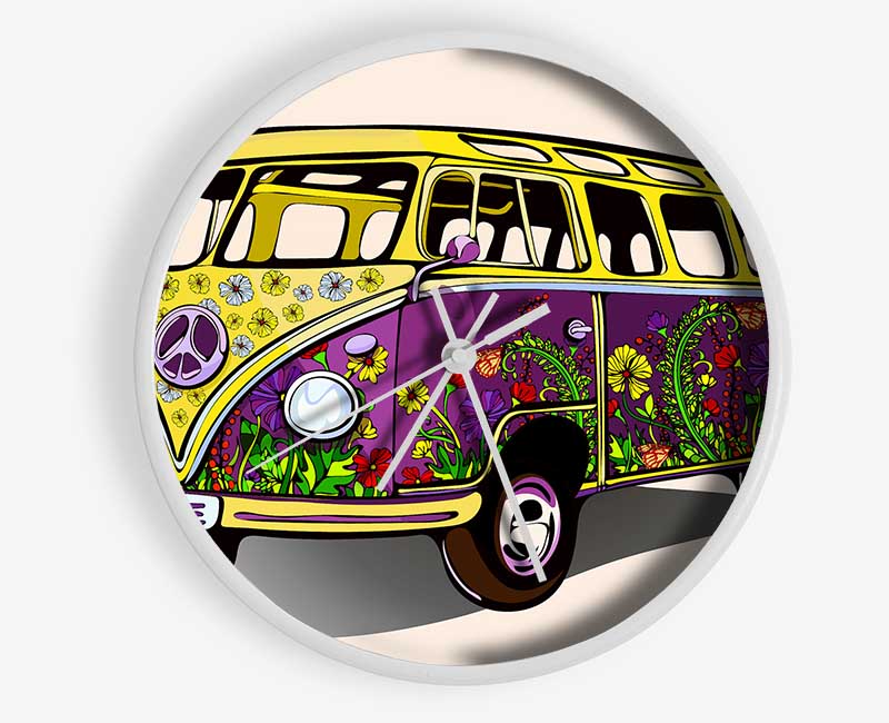 Flower Power VW Camper Van Clock - Wallart-Direct UK