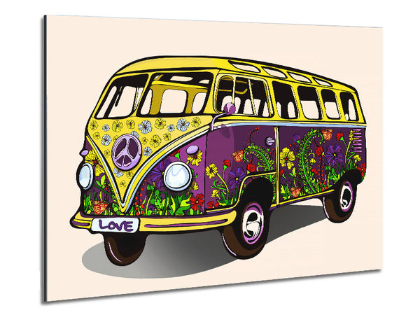 Flower Power VW Camper Van Metal Print