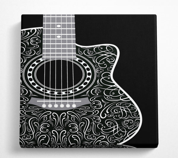 A Square Canvas Print Showing Beautiful Acoustic Guitar Square Wall Art
